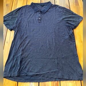 Theory Mens Navy White‎ Striped Cotton Polo Short Sleeve Shirt Size Xxl